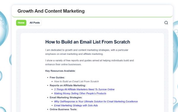 Building Content And Marketing
"At Clever" focuses on growth and content marketing, offering resources and guides to help build an email list from scratch. It provides free reports on various topics, including essential tools for running an online business, affiliate marketing tips, and solo ads. The site emphasizes practical advice and strategies for online business success. For more details, you can visit their website. 